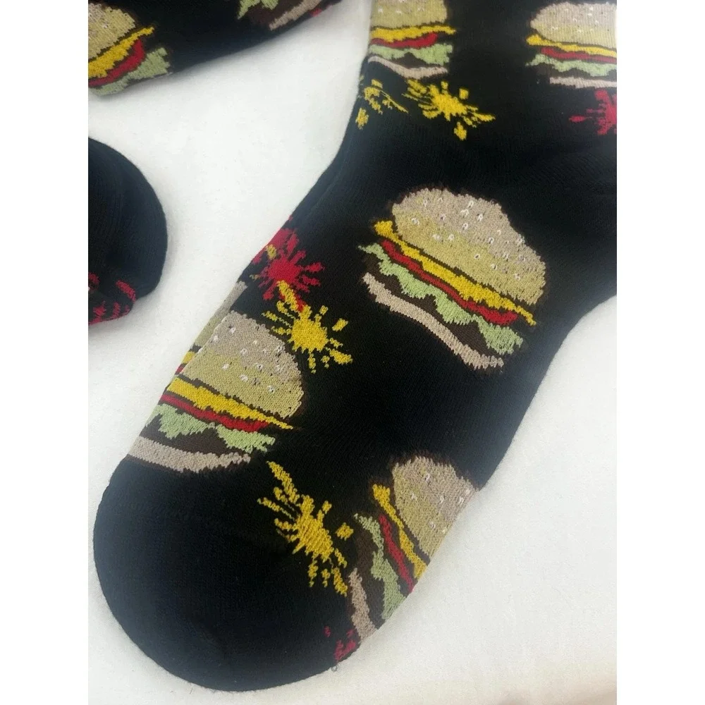 FBF Foodcore Cheeseburger Crew Socks Unisex OSFM 3 Pair Pack Novelty Kitsch Camp